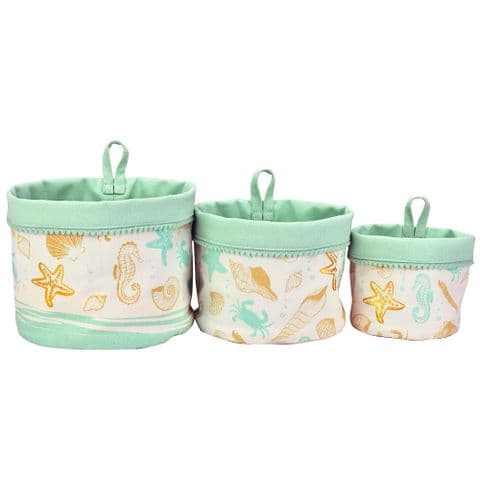 V51736 - Under The Sea Canvas Storage Pots S/3 - WCSP478 4/PK