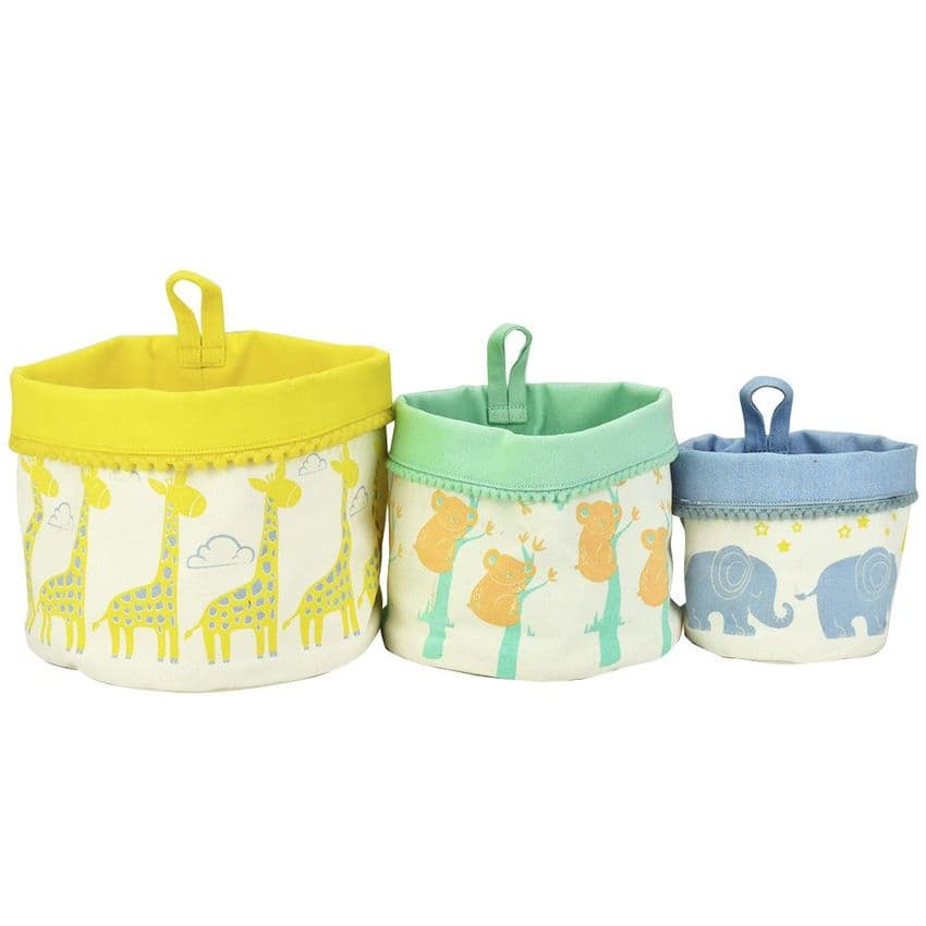 V51781 - Baby Animals Canvas Storage Pots S/3 - WCSP411 4/PK