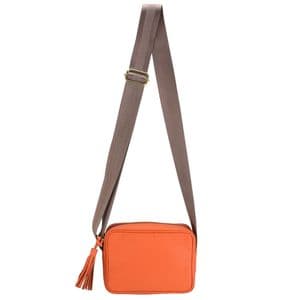 V51811 - Leather Crossbody Tote Orange - SLXBY.57 1/PK