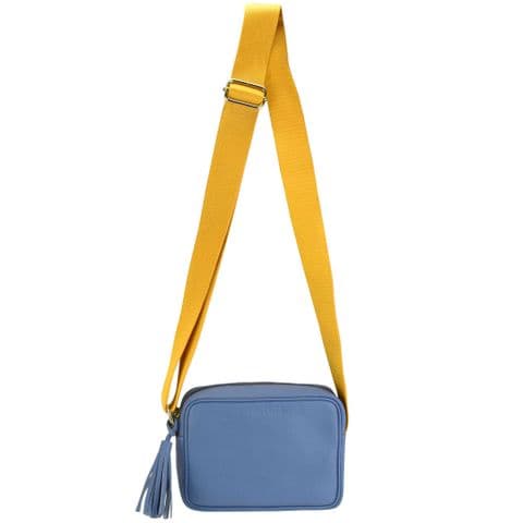V51835 - Leather Crossbody Tote Cornflower Blue - SLXBY.49 1/PK