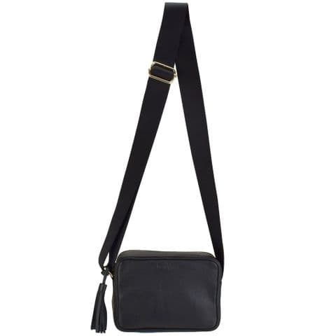 V51842 - Leather Crossbody Tote Black - SLXBY.85 1/PK