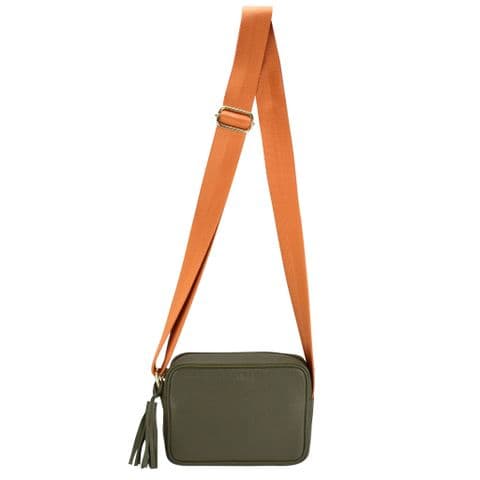 V51859 - Leather Crossbody Tote Khaki - SLXBY.66 1/PK