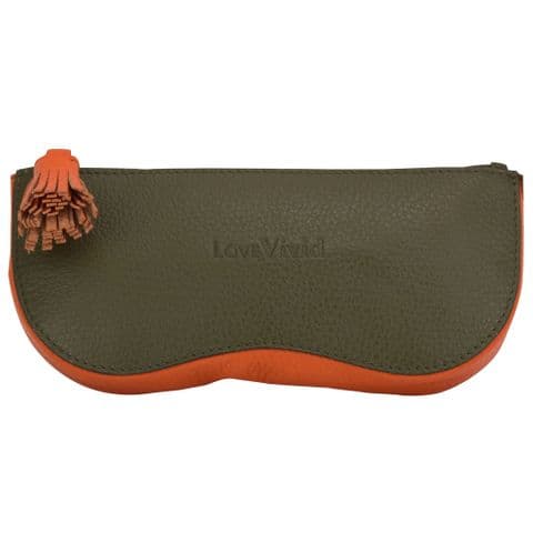 V51897 - Leather Sunglasses Case Khaki - SLSGC.66 2/PK