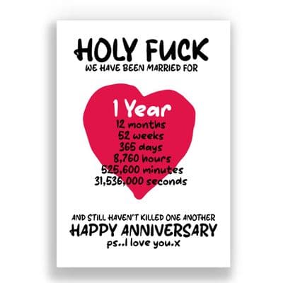 01 Year Wedding Anniversary Card | And We Still Haven't Killed One Another!