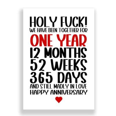 01 Year Wedding Anniversary Card | Still Madly in Love!