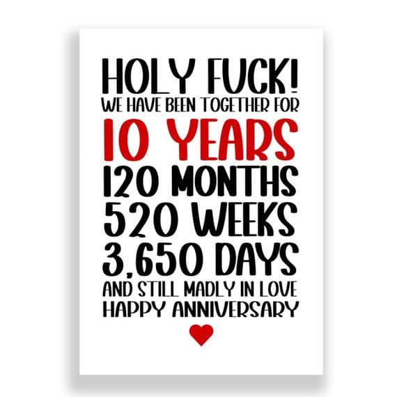 10  Years Wedding Anniversary Card | Still Madly in Love!