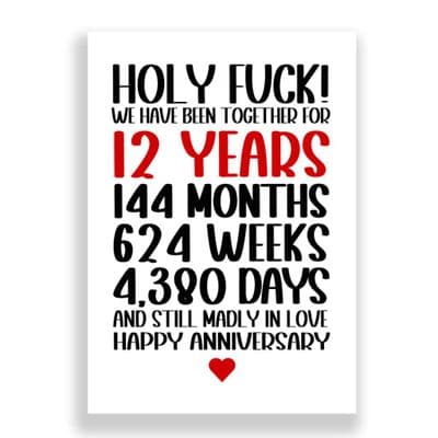 12 Years Wedding Anniversary Card | Still Madly in Love!