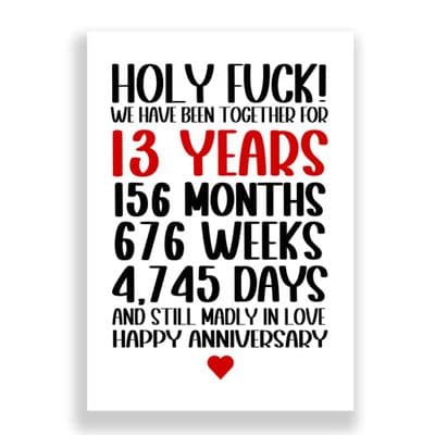 13 Years Wedding Anniversary Card | Still Madly in Love!