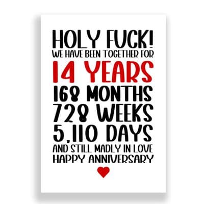 14 Years Wedding Anniversary Card | Still Madly in Love!