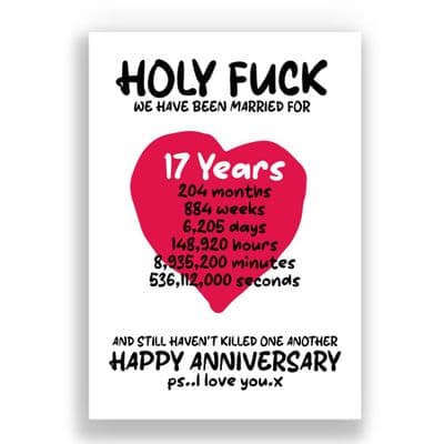 17 Years Wedding Anniversary Card | And We Still Haven't Killed One Another!