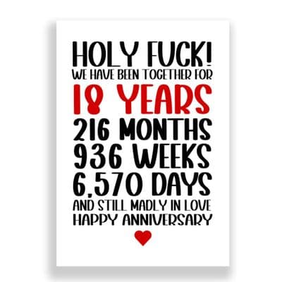 18 Years Wedding Anniversary Card | Still Madly in Love!