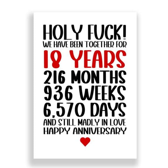 18 Years Wedding Anniversary Card | Still Madly in Love!