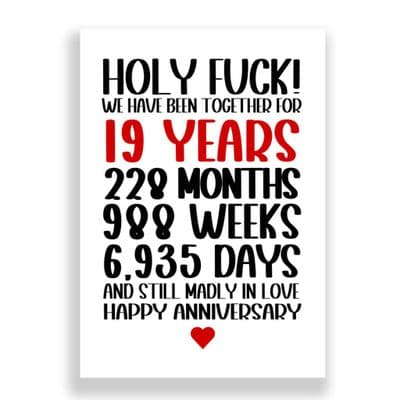 19 Years Wedding Anniversary Card | Still Madly in Love!