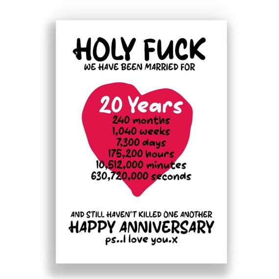 20 Years Wedding Anniversary Card | And We Still Haven't Killed One Another!