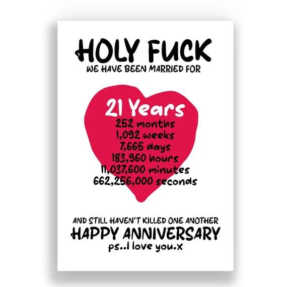 21 Years Wedding Anniversary Card | And We Still Haven't Killed One Another!