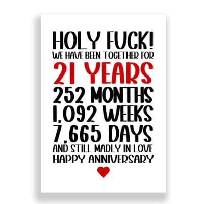 21 Years Wedding Anniversary Card | Still Madly in Love!