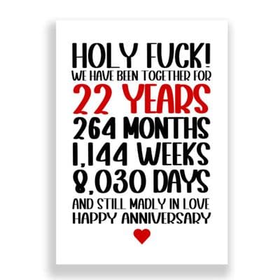 22 Years Wedding Anniversary Card | Still Madly in Love!