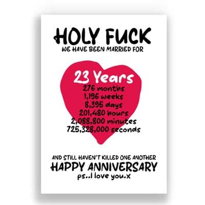 23  Years Wedding Anniversary Card | And We Still Haven't Killed One Another!