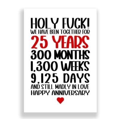 25 Years Wedding Anniversary Card | Still Madly in Love!