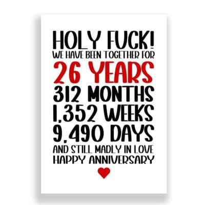 26 Years Wedding Anniversary Card | Still Madly in Love!