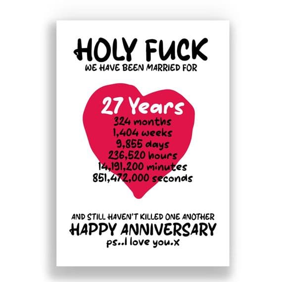 27 Years Wedding Anniversary Card | And We Still Haven't Killed One Another!