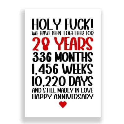 28 Years Wedding Anniversary Card | Still Madly in Love!