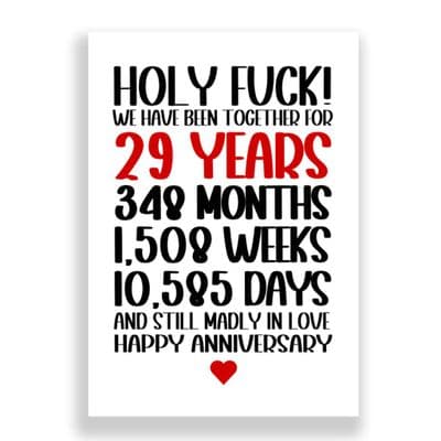 29 Years Wedding Anniversary Card | Still Madly in Love!