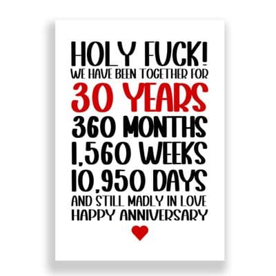 30 Years Wedding Anniversary Card | Still Madly in Love!