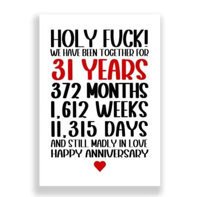 31 Years Wedding Anniversary Card | Still Madly in Love!