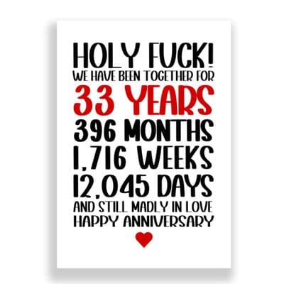 33 Years Wedding Anniversary Card | Still Madly in Love!