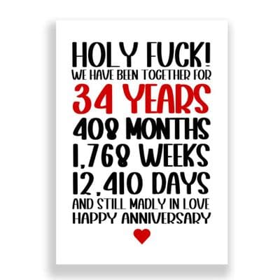 34 Years Wedding Anniversary Card | Still Madly in Love!