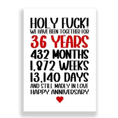 36 Years Wedding Anniversary Card | Still Madly in Love!