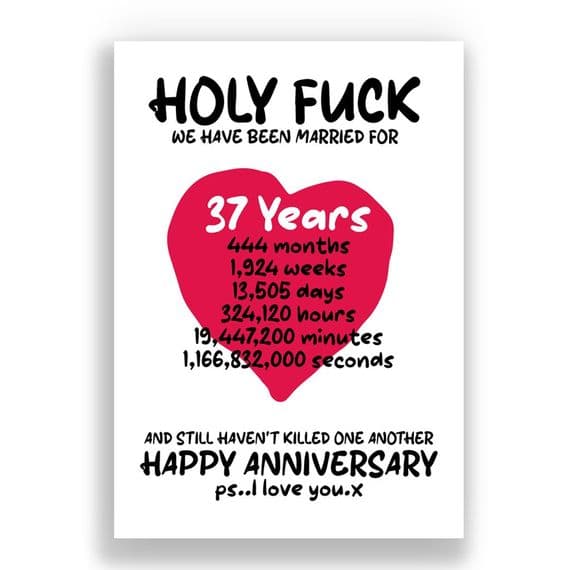 37 Years Wedding Anniversary Card | And We Still Haven't Killed One Another!