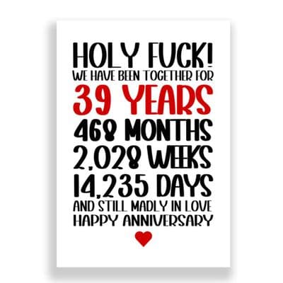 39 Years Wedding Anniversary Card | Still Madly in Love!