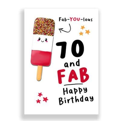70th Birthday Card | 70 and Fab! Happy Birthday!