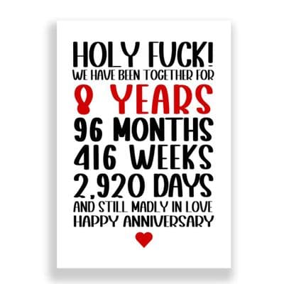 8 Years Wedding Anniversary Card | Still Madly in Love!