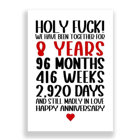 8 Years Wedding Anniversary Card | Still Madly in Love!