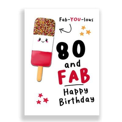 80th Birthday Card | 80 and Fab! Happy Birthday