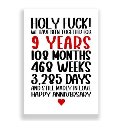 9 Years Wedding Anniversary Card | Still Madly in Love!