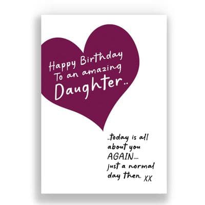 DAUGHTER BIRTHDAY CARD | TODAY IS ALL ABOUT YOU AGAIN... JUST A NORMAL DAY THEN