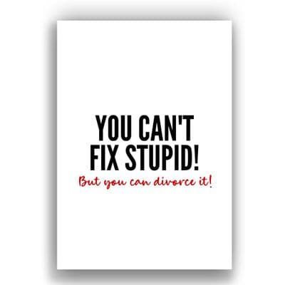 Divorce Card | You cant fix stupid | But you can divorce it