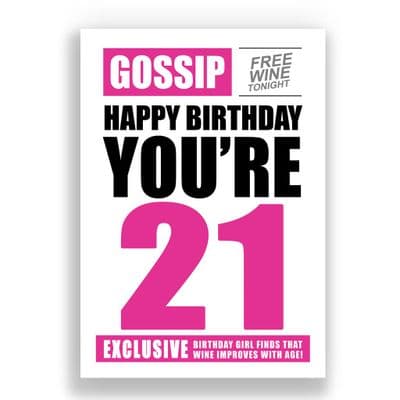 FUNNY 21ST BIRTHDAY CARD | GOSSIP
