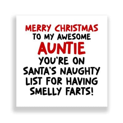 Funny  Auntie  Christmas Card | Smelly Farts!