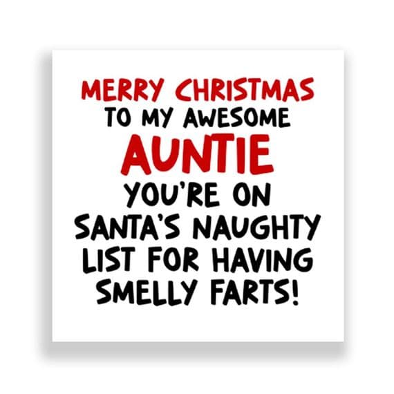 Funny  Auntie  Christmas Card | Smelly Farts!