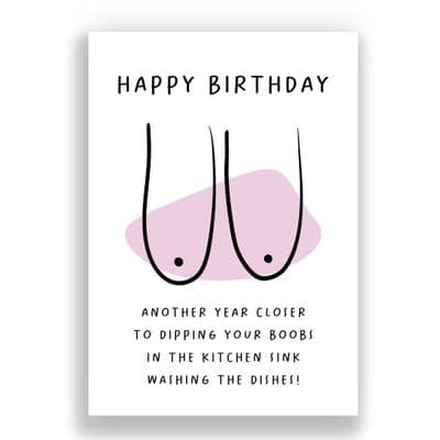 Funny Birthday  Card | Dipping your boobs into the kitchen sink