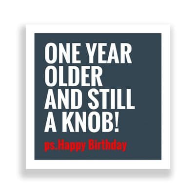 Funny Birthday Card  | Happy Birthday One Year Older And Still A Knobhead!