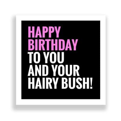 Funny Birthday Card  | Happy Birthday  To You And Your Hairy Bush!