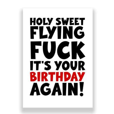 Funny Birthday Card  | Holy Sweet Flying Fuck It's Your Birthday Again!