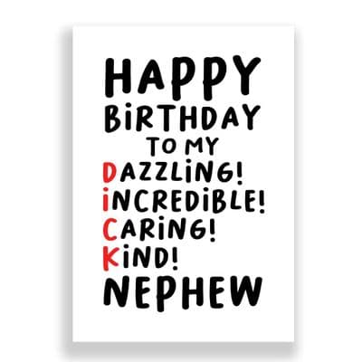 Funny Birthday Card  | NEPHEW | DICK!