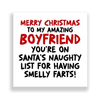 Funny Boyfriend Christmas Card | Smelly Farts!